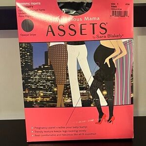 Spanx Assets Maternity Tights - Black Opaque Stripe - Size 1 - NEW